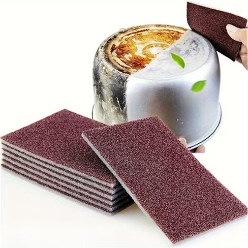 Diamond Abrasive Scouring Pads, 10pcs Dual-Side Rust Remover Scrubbers for Pots Pans Grills Sinks, Heavy Duty Kitchen Cleaning Sponges 2.76"x3.54" Dark Brown in Kuwait