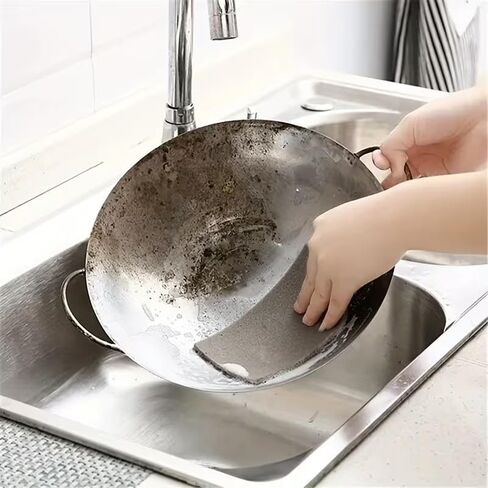 Diamond Abrasive Scouring Pads, 10pcs Dual-Side Rust Remover Scrubbers for Pots Pans Grills Sinks, Heavy Duty Kitchen Cleaning Sponges 2.76"x3.54" Dark Brown in Kuwait