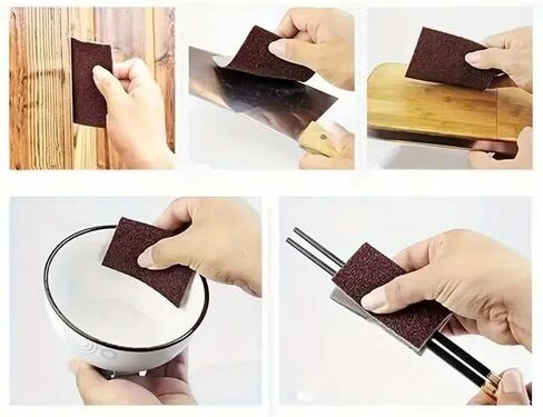 Diamond Abrasive Scouring Pads, 10pcs Dual-Side Rust Remover Scrubbers for Pots Pans Grills Sinks, Heavy Duty Kitchen Cleaning Sponges 2.76"x3.54" Dark Brown in Kuwait