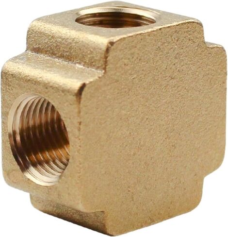 Brass 1-minute 2-minute 3-minute Tee Four-way DN6/8/10 Pneumatic Three-wire Thread Copper Connector 1Pcs(Square3points) in Kuwait
