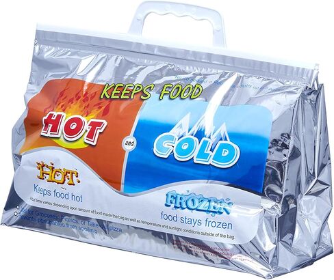 Superio Hot and Cold Insulated Bags for Food Delivery, Grocery Shopping Bags, Food Storage for Hot and Frozen Food for Travel, Disposable Cooler Bag, Reinforced Thermal Lunch Bag (6, 13"x5.5"x8.5") in Kuwait
