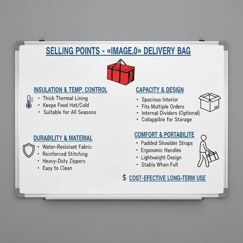 Insulated Food Delivery Bag - Thermal Carrier for Doordash Catering - Extra Spacious, Sturdy, Maintains Food Temperature & Freshness in Kuwait