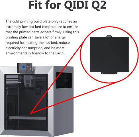لـ QIDI Q2 لوحة بناء للطباعة الباردة مطورة بدون تسخين ولا غراء، ورقة منصة باردة مزدوجة الجوانب من PEI، طابعة ثلاثية الأبعاد 280 × 280 مم، سطح محكم مرن قابل للإزالة من الفولاذ الزنبركي الساخن للطباعة الساخنة in Kuwait