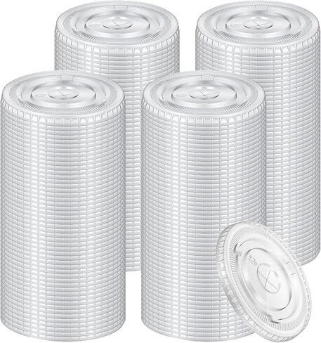 200 Clear Plastic Lids | 3.9 inch (98mm) Universal Flat Lids with Straw Slot | Fits 12, 16, 20, 24 oz Cold Drink Cups - Disposable & Leak-Resistant (PET, 200 Count) in Saudi Arabia