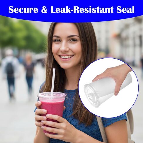 200 Clear Plastic Lids | 3.9 inch (98mm) Universal Flat Lids with Straw Slot | Fits 12, 16, 20, 24 oz Cold Drink Cups - Disposable & Leak-Resistant (PET, 200 Count) in Saudi Arabia