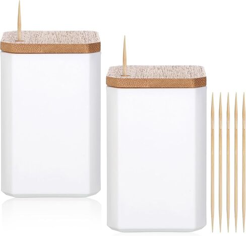 2 Pcs Toothpick Holder, Tooth Pick Holder Round Wooden Toothpick Holders Dispenser Tooth Picks Holders Double-Side Point for Teeth, Food Pick, Appetizers, Cocktails Fruits, Olive&DIY Craft in Saudi Arabia