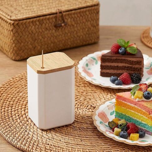 2 Pcs Toothpick Holder, Tooth Pick Holder Round Wooden Toothpick Holders Dispenser Tooth Picks Holders Double-Side Point for Teeth, Food Pick, Appetizers, Cocktails Fruits, Olive&DIY Craft in Saudi Arabia