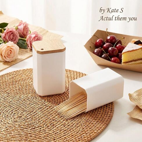 2 Pcs Toothpick Holder, Tooth Pick Holder Round Wooden Toothpick Holders Dispenser Tooth Picks Holders Double-Side Point for Teeth, Food Pick, Appetizers, Cocktails Fruits, Olive&DIY Craft in Saudi Arabia