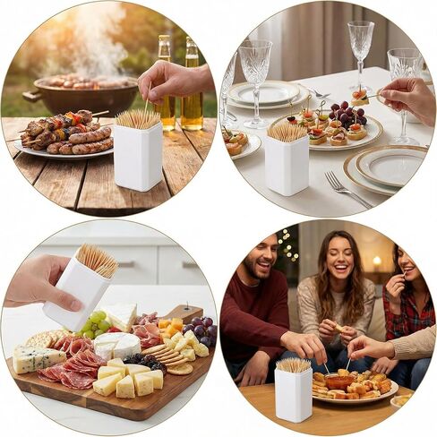 2 Pcs Toothpick Holder, Tooth Pick Holder Round Wooden Toothpick Holders Dispenser Tooth Picks Holders Double-Side Point for Teeth, Food Pick, Appetizers, Cocktails Fruits, Olive&DIY Craft in Saudi Arabia