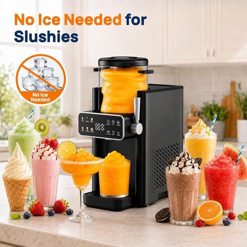 Slushie Machine for Home No Ice Needed Frozen Drink Maker with 6 Preset Modes for Ice Cream, Frappés, Milk Shake, Slushy Machine with LED Display Ideal for Family Gathering, Graphite, 1 Pack+6 Modes in Kuwait