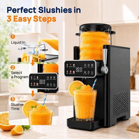 Slushie Machine for Home No Ice Needed Frozen Drink Maker with 6 Preset Modes for Ice Cream, Frappés, Milk Shake, Slushy Machine with LED Display Ideal for Family Gathering, Graphite, 1 Pack+6 Modes in Kuwait