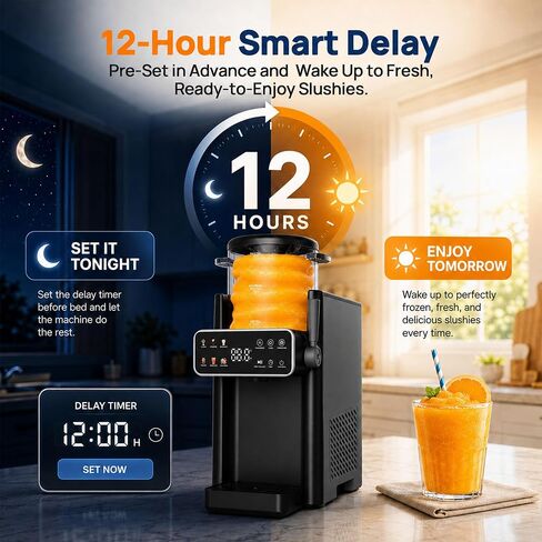 Slushie Machine for Home No Ice Needed Frozen Drink Maker with 6 Preset Modes for Ice Cream, Frappés, Milk Shake, Slushy Machine with LED Display Ideal for Family Gathering, Graphite, 1 Pack+6 Modes in Kuwait