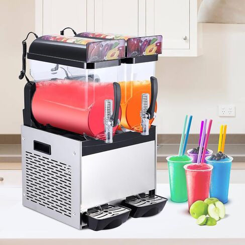 Commercial Slushy Machine, 15Lx2 Double Tank Margarita Machine, Stainless Steel High-Speed Self-Cleaning Frozen Drink Slushie Machine for Bars Restaurants Cafe Home Use in Kuwait