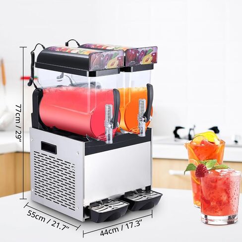 Commercial Slushy Machine, 15Lx2 Double Tank Margarita Machine, Stainless Steel High-Speed Self-Cleaning Frozen Drink Slushie Machine for Bars Restaurants Cafe Home Use in Kuwait