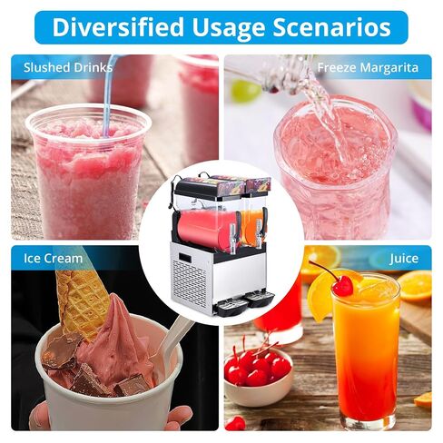 Commercial Slushy Machine, 15Lx2 Double Tank Margarita Machine, Stainless Steel High-Speed Self-Cleaning Frozen Drink Slushie Machine for Bars Restaurants Cafe Home Use in Kuwait