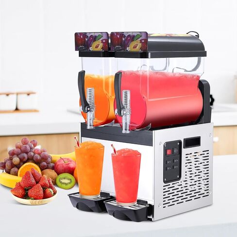 Commercial Slushy Machine, 15Lx2 Double Tank Margarita Machine, Stainless Steel High-Speed Self-Cleaning Frozen Drink Slushie Machine for Bars Restaurants Cafe Home Use in Kuwait