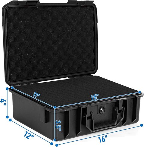 16 inch Hard Carrying Case,Shockproof Storage Box with Customizable Foam,Portable Protective Tool Box for Microphone,Recorder,Electronics,Tools,Cameras,Equipment and More, 16" x 12" x 4" in Saudi Arabia