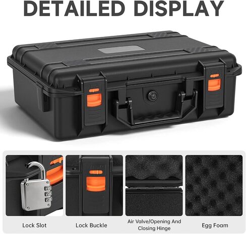 16 inch Hard Carrying Case,Shockproof Storage Box with Customizable Foam,Portable Protective Tool Box for Microphone,Recorder,Electronics,Tools,Cameras,Equipment and More, 16" x 12" x 4" in Saudi Arabia