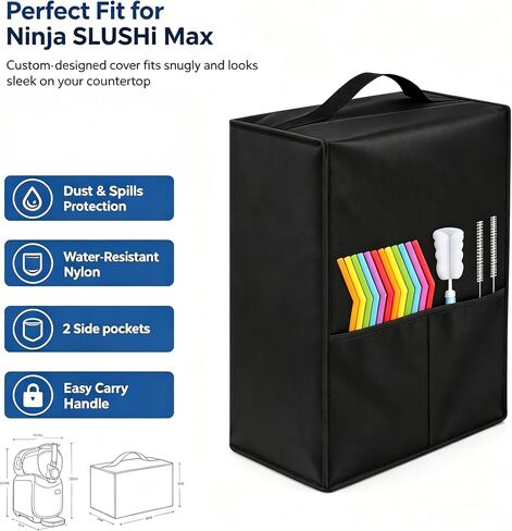 غطاء الماكينة لـ Ninja Slushie Max لـ Ninja Slushie Max FS605 | نايلون مقاوم للماء، مقاس مريح، جيوب جانبية، لتخزين طاولة المطبخ in Kuwait