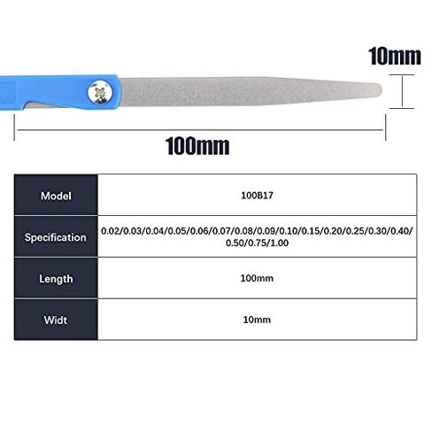 100*17 مقياس الملمس متري الحجم 0.02-1.00 مللي متر مقاييس سميكة مواد من الستانلس ستيل Rangefinder سمك كشف أداة الفجوة in Kuwait