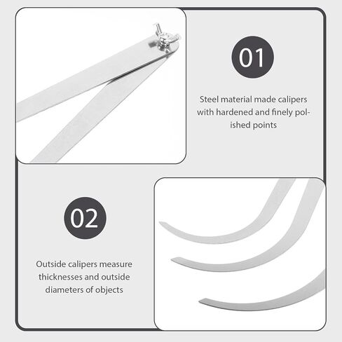 PartyKindom 3pcs Stainless Steel Curved Outside Calipers Pottery Measuring Tool for Ceramic Sculpture Craft Shaping Model Supplies in Kuwait