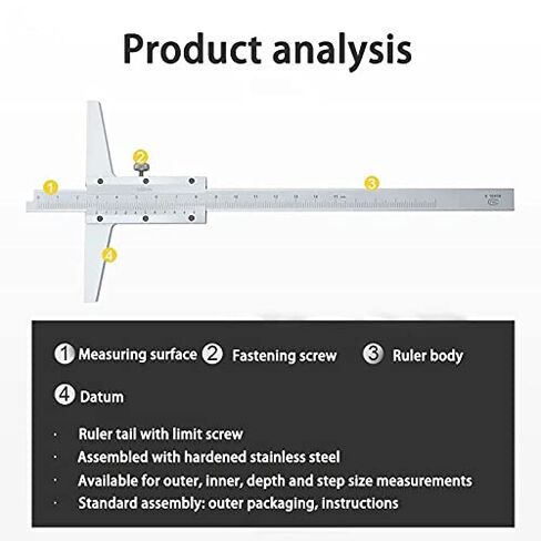 Deep Vernier Caliper 0-150mm High Precision Stainless Steel Depth Gauge 0.02mm Resolution Measuring Tool in Kuwait