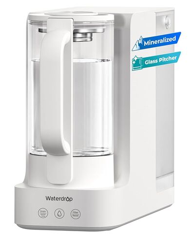 Waterdrop C2SL Mineral Reverse Osmosis Water Filter Countertop, 7-Stage RO Water Filtration System with Autofill Glass Pitcher, Compact Reverse Osmosis System, Voice Prompts, 3:1 Pure to Drain in Kuwait