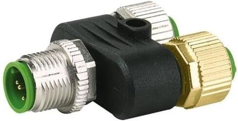 MURR ELEKTRONIK 7000-41121-0000000، موصل T-Coupler T-Style، M12 ذكر إلى أنثى M12 مزدوج، 5 أقطاب، حامل لولبي، قالب زنك مصبوب، IP67، 4A، 60V in Kuwait