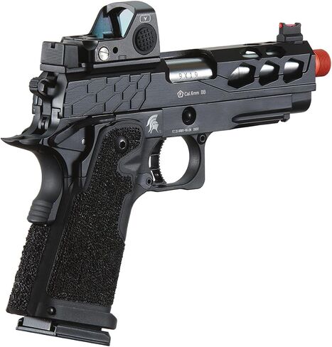 Lancer Tactical STRYK Hi-Capa 4.3 Gas Blowback Airsoft Pistol with Red Dot Mini Sight (Black/Gold) in Kuwait