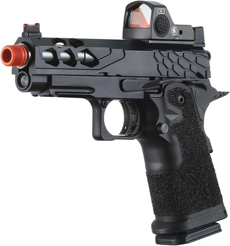 Lancer Tactical STRYK Hi-Capa 4.3 Gas Blowback Airsoft Pistol with Red Dot Mini Sight (Black/Gold) in Kuwait