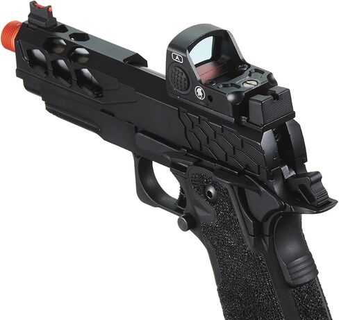 Lancer Tactical STRYK Hi-Capa 4.3 Gas Blowback Airsoft Pistol with Red Dot Mini Sight (Black/Gold) in Kuwait