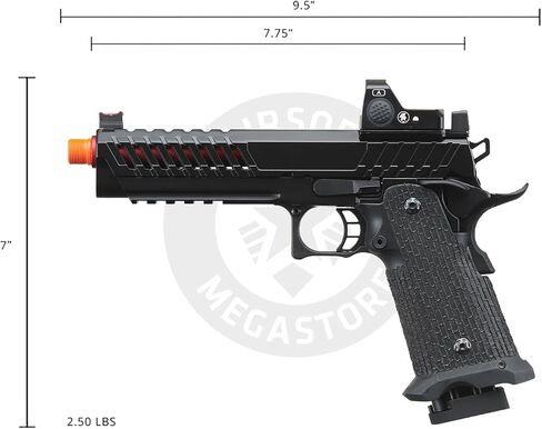 Lancer Tactical Knightshade Hi-Capa Gas Blowback Airsoft Pistol with Red Dot Mini Sight (Black/Blue) in Kuwait