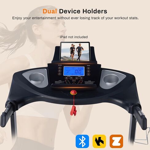 Treadmill for Home, 15-Level Auto Incline, 18" Wide Running Belt, 10 MPH | 350 LB Capacity, 3.0 HP, Shock Absorption, Bluetooth App in Kuwait