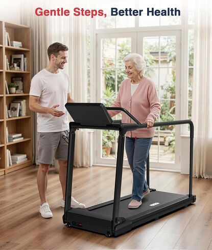 Redliro Treadmill for Seniors Slow Walking - Backwards Treadmill for Seniors with Long Handrails, 0.3 MPH Start, APP Control, Fully Flat 0% Incline Design Recovery Machine for Elderly Home Use in Kuwait