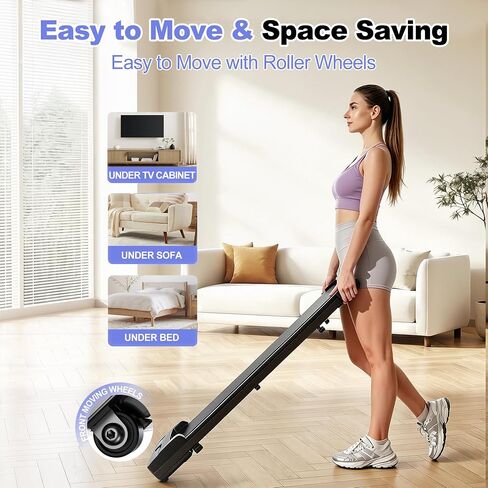 Under Desk Walking Pad Treadmill - 265 lbs Large Capacity - Spacious Running Belt Shock Absorption - Portable Compact Treadmill in Kuwait