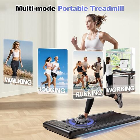 Under Desk Walking Pad Treadmill - 265 lbs Large Capacity - Spacious Running Belt Shock Absorption - Portable Compact Treadmill in Kuwait