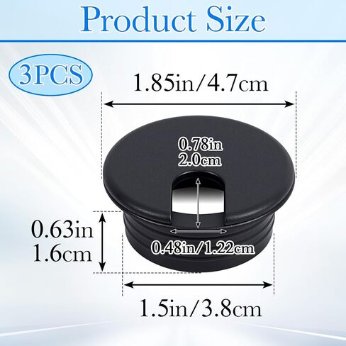 3pcs 1.5 Inch Desk Hole Grommet, Black Detachable Desk Hole Cover for Organizing Protecting Wires, U-Shaped Countertop Grommet for Home Office Computer Cables in Kuwait
