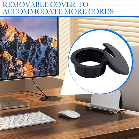 3pcs 1.5 Inch Desk Hole Grommet, Black Detachable Desk Hole Cover for Organizing Protecting Wires, U-Shaped Countertop Grommet for Home Office Computer Cables in Kuwait