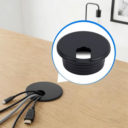 3pcs 1.5 Inch Desk Hole Grommet, Black Detachable Desk Hole Cover for Organizing Protecting Wires, U-Shaped Countertop Grommet for Home Office Computer Cables in Kuwait