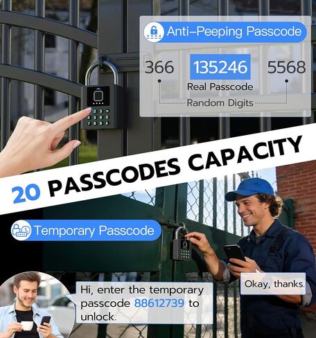 Anweller Heavy Duty Fingerprint Padlock with Key, Pad Lock with Code Keypad, Weatherproof Smart Bluetooth Electronic Digital Combination Lock for Gate Outdoor Fence Storage Unit Locker Shed Pool in Kuwait