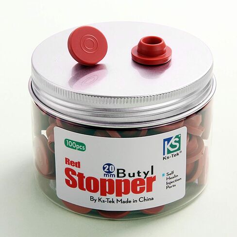 Ks-Tek 100Pcs 20mm Self Healing Injection Ports(Red),vials Rubber stoppers,Butyl Cap for Glass Bottle& Mushroom Liquid Culture Mason Jars Lid in Kuwait