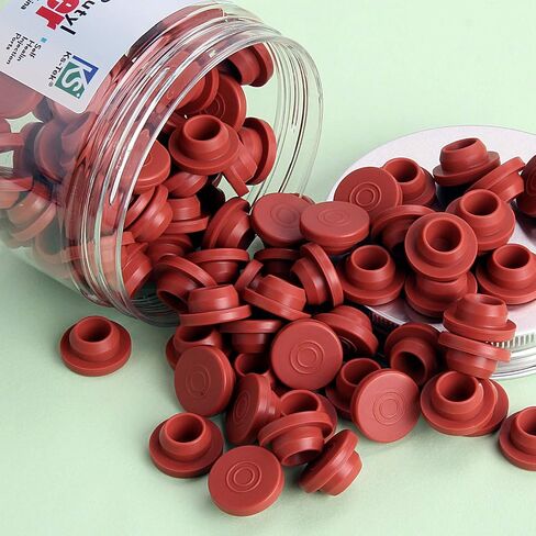 Ks-Tek 100Pcs 20mm Self Healing Injection Ports(Red),vials Rubber stoppers,Butyl Cap for Glass Bottle& Mushroom Liquid Culture Mason Jars Lid in Kuwait