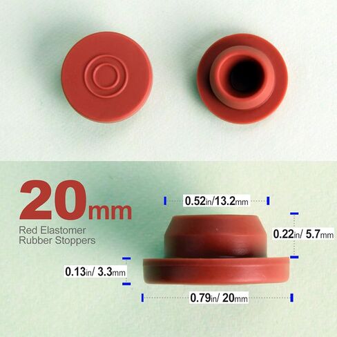 Ks-Tek 100Pcs 20mm Self Healing Injection Ports(Red),vials Rubber stoppers,Butyl Cap for Glass Bottle& Mushroom Liquid Culture Mason Jars Lid in Kuwait