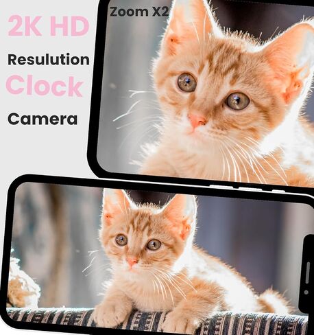 Gyliziex Clock Camera 2K, 5Ghz & 2.4Ghz WiFi Indoor Security Camera with Alarm, Full Colored Night Vision, Smart Motion Detection, Local Storage in Kuwait