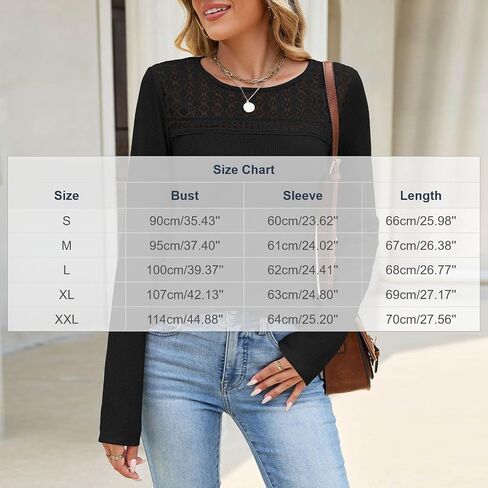 Womens Hollow Out Crochet Lace Crewneck Long Sleeve Waffle Knit Top | Soft Lightweight Waffle Thermal Knit Fabric, Slim Fit, Versatile Daily Casual Layering Tee in Kuwait