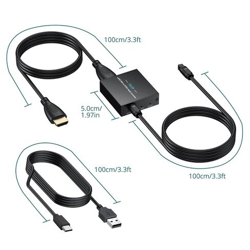 مستخرج الصوت eARC، محول HDMI ARC إلى الصوت البصري، eARC/ARC HDMI إلى محول الصوت البصري، محول الصوت HDMI ARC 24 بت/192 كيلو هرتز، يدعم PCM 2.0/Dolby/DTS 5.1 للتلفزيون ومكبرات الصوت والمسرح المنزلي in Kuwait