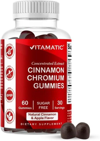 علكات الكروم Vitamatic الخالية من السكر مع قرفة سيلان - 2000 مجم مكافئ لكل حصة (من المستخلص 83 مجم) - غير معدلة وراثيًا، خالية من الغلوتين - 60 علكة نباتية in Kuwait