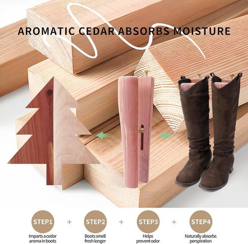 Cedar Boot Tree for Tall & Cowboy Boots, Adjustable Boot Stretcher Calf, 100% Natural Cedar, Reduce Creases Sagging in Saudi Arabia