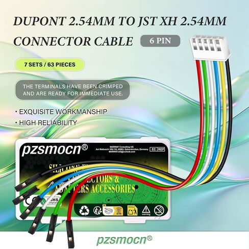 لوحة توصيل أسلاك توصيل مرنة من السيليكون 24AWG 20 سم 7 مجموعات/63 قطعة لـ Dupont 2.54mm 6Pin إلى JST XH 2.54mm 6Pin موصل قابس بين وحدة DIY وكابل لوحة التوسيع/لوحات التطوير in Kuwait