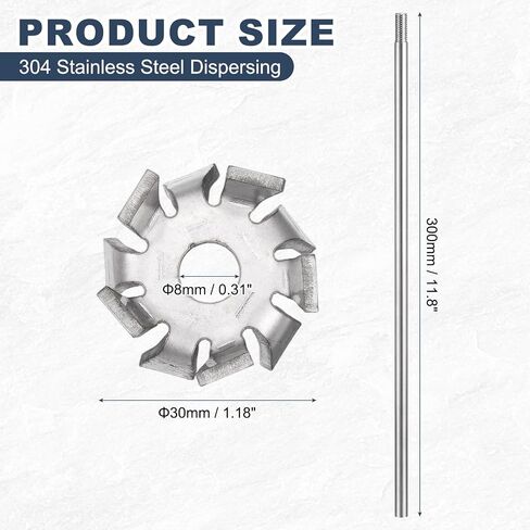 PATIKIL Dispersing Disc, 50mm / 1.97" 304 Stainless Steel Dispersion Impeller High Speed Dispersing Machine Blade Paddle Impeller with 8mm Shaft Hole 8x300mm Rod for Factory Laboratory in Kuwait